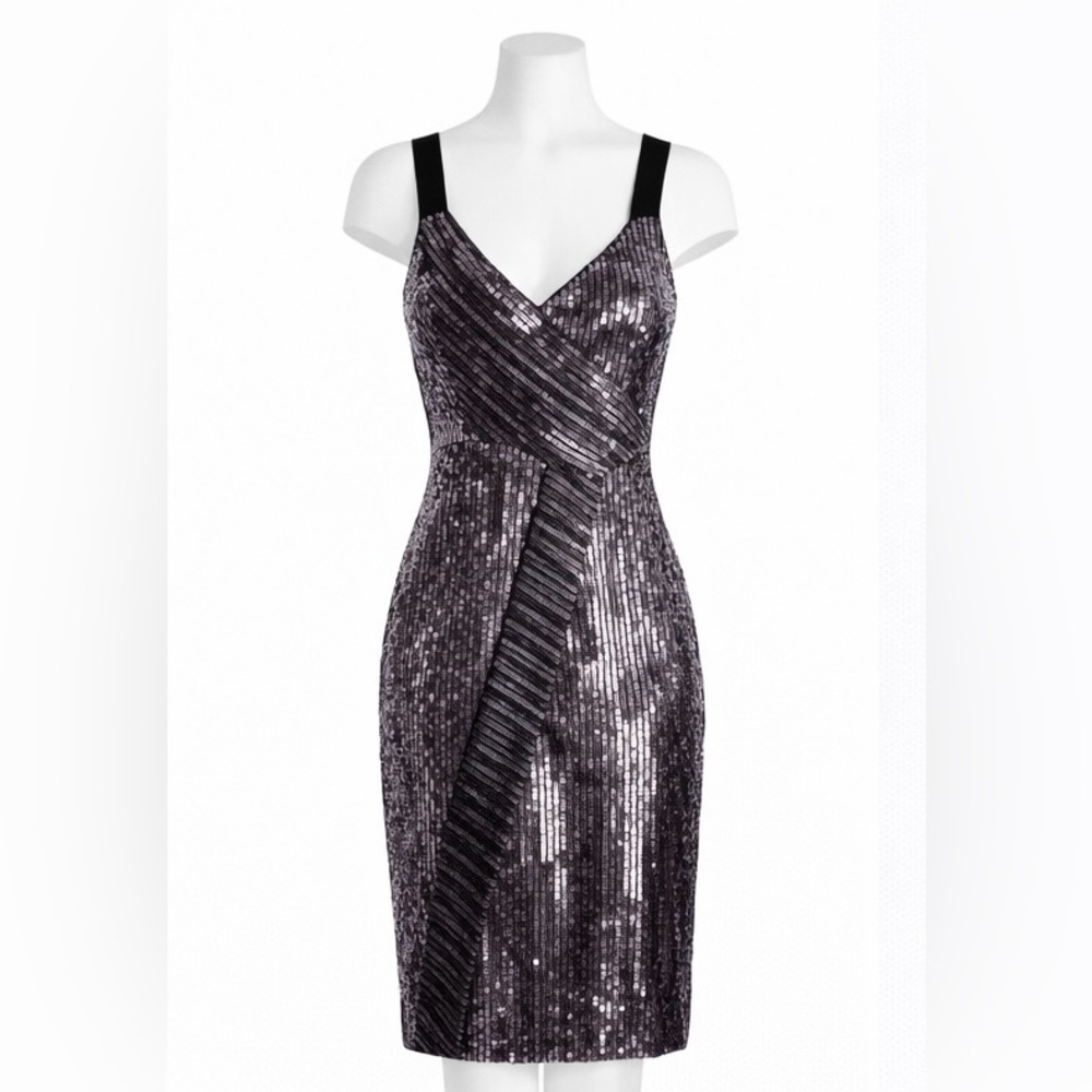 Parker Black Sequin Midi Dress Black & Purple Violet Size 6 NWT